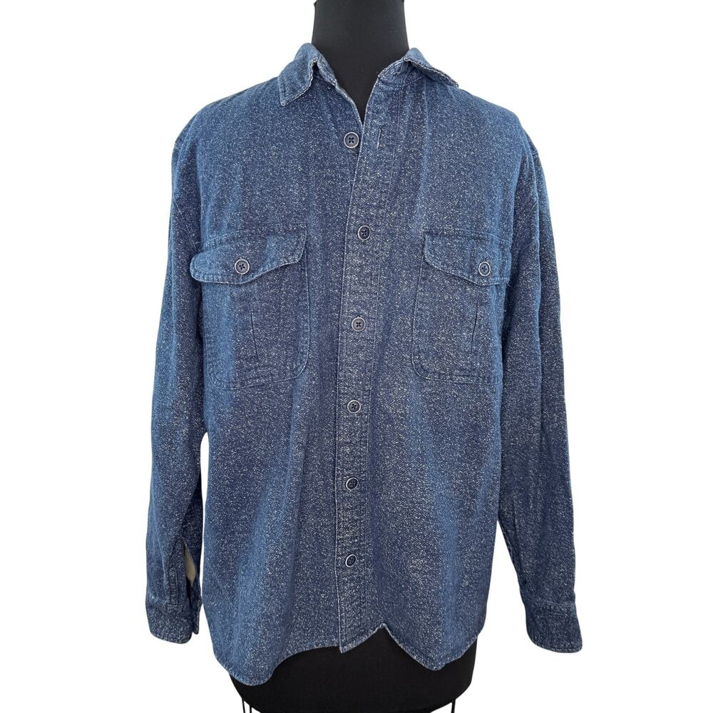 Freedom Foundry Dry Goods Blue Shirt Speckled Cotton Button-Up Size Medium M
